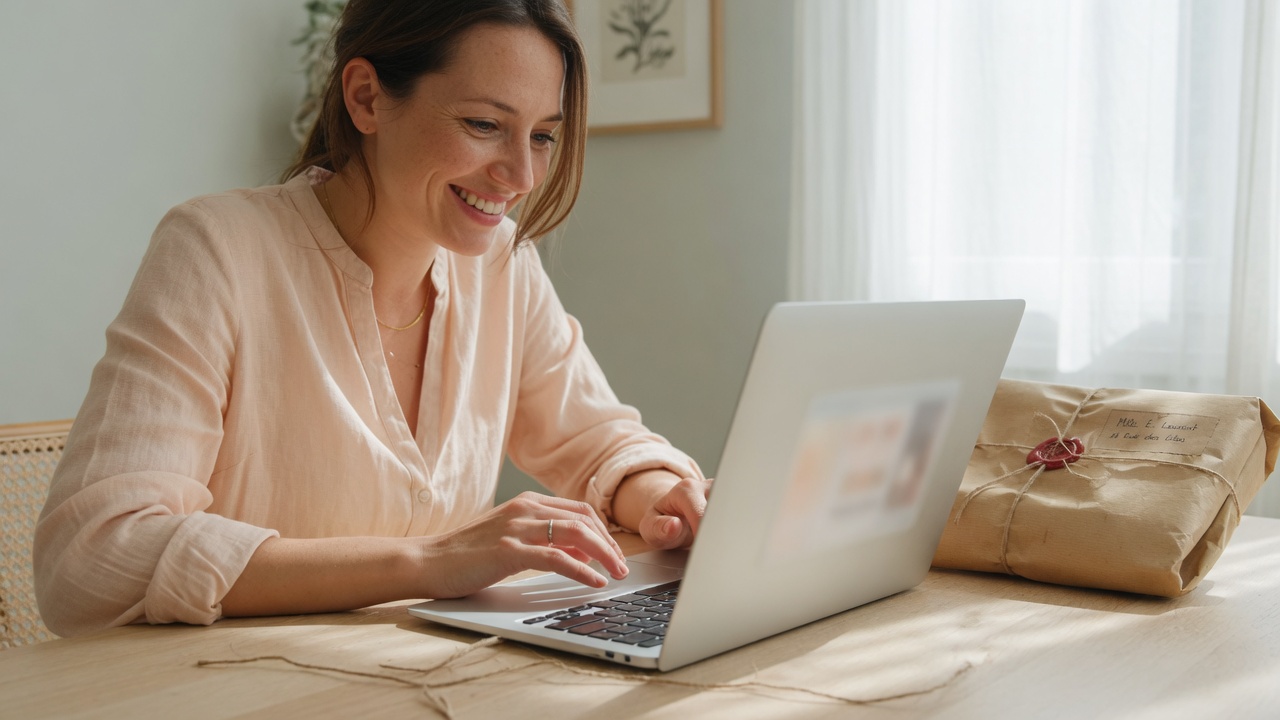 A customer checking in-transit and delivered parcel status on a laptop.